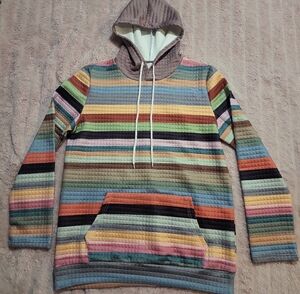 Womens - Colorful Striped Hoodie - Small